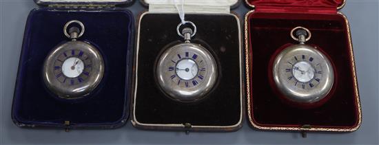 Three silver half hunter pocket watches